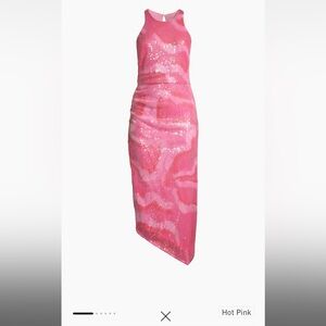 Elegant Pink Sequin SkirtHutch Perla Sequin Asymmetrical Maxi Dress